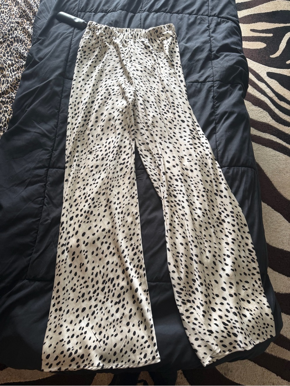 Missguided Wide-Leg Dalmatian Spot Pants in Cream and Black